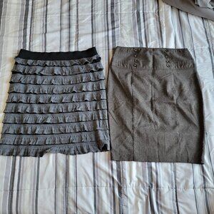 Vintage Skirt Size 6 and 8 Black Brown 2PC